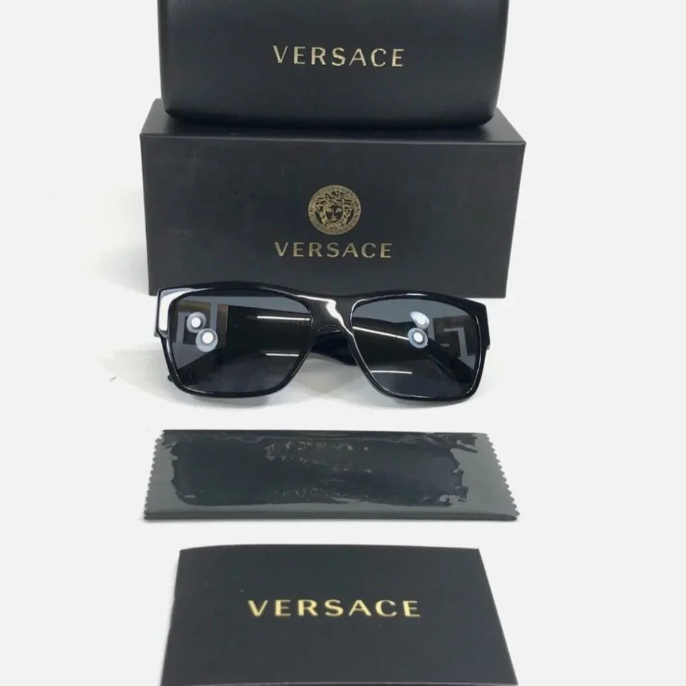 Versace Men's 59mm Black Gold Square Dark Lens Sunglasses